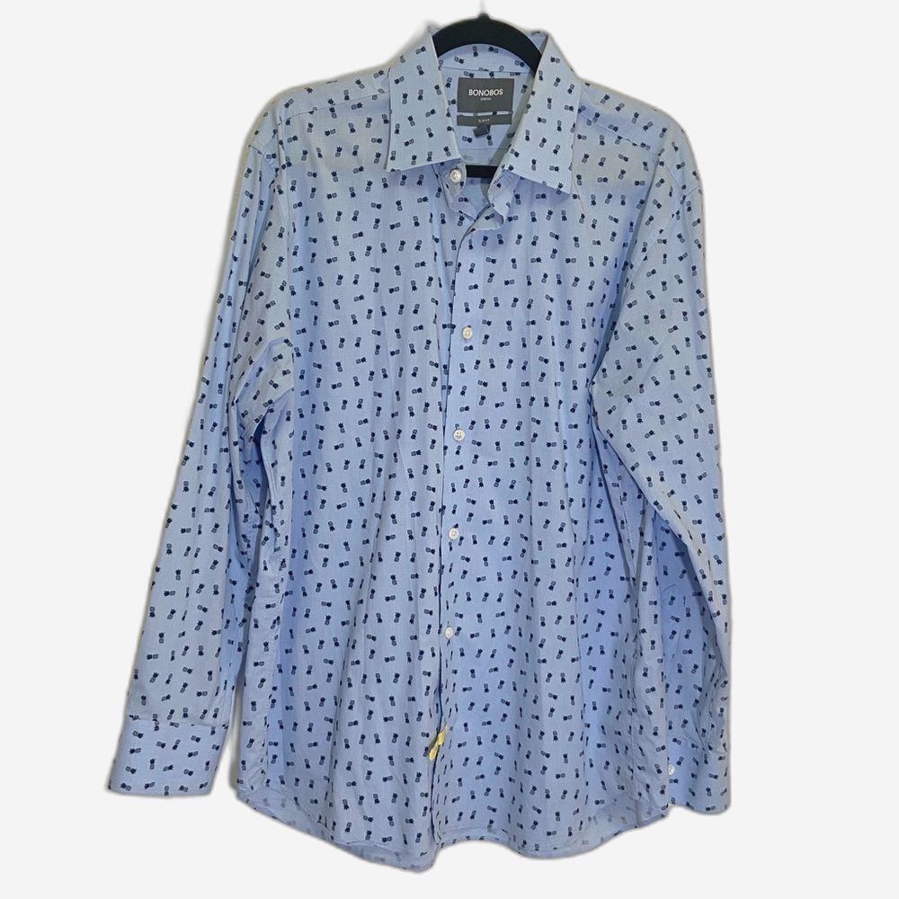 Bonobos - Long Sleeve Stretch Slim Fit Shirt Pineapple Print - size 17/35 (L)